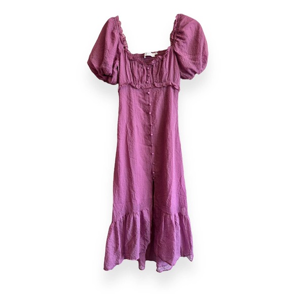 NEW ASTR The Label Rocco Dress Orchid Fuchsia Cottage Ruffle Puff Sleeve Size XS - Picture 2 of 16